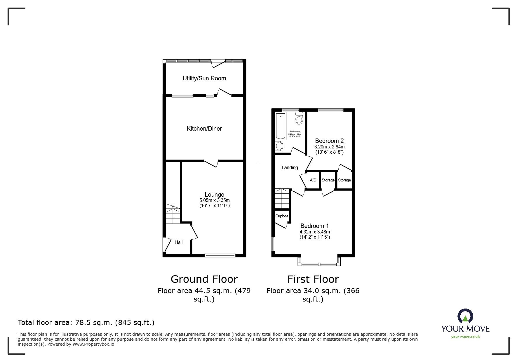 Floorplan of 2 bedroom End Terrace House for sale, Worcester Road, Bromsgrove, Worcestershire, B61