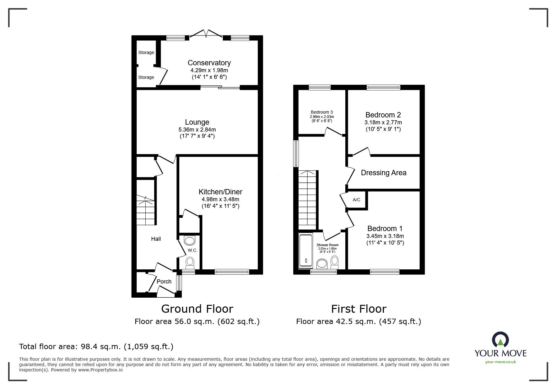 Floorplan of 3 bedroom End Terrace House for sale, High Trees Close, Redditch, Worcestershire, B98
