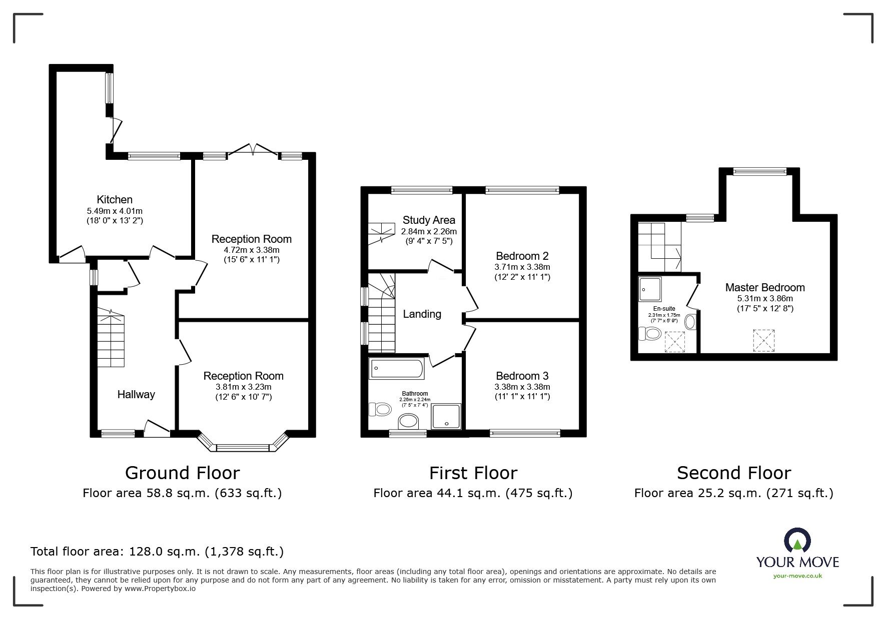 Floorplan of 3 bedroom Semi Detached House for sale, Elm Grove, Bromsgrove, Worcestershire, B61