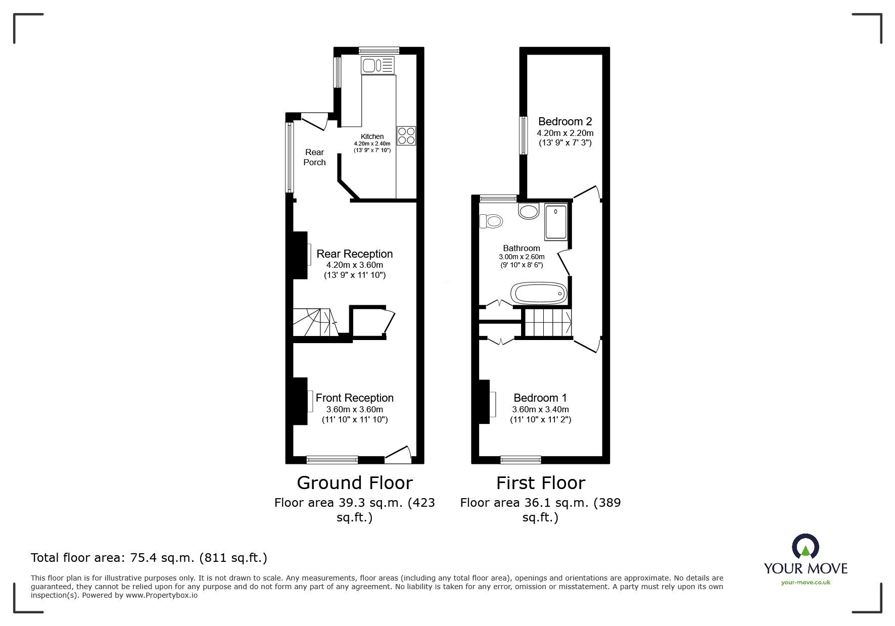 Floorplan of 2 bedroom Mid Terrace House for sale, Middlefield Road, Bromsgrove, Worcestershire, B60