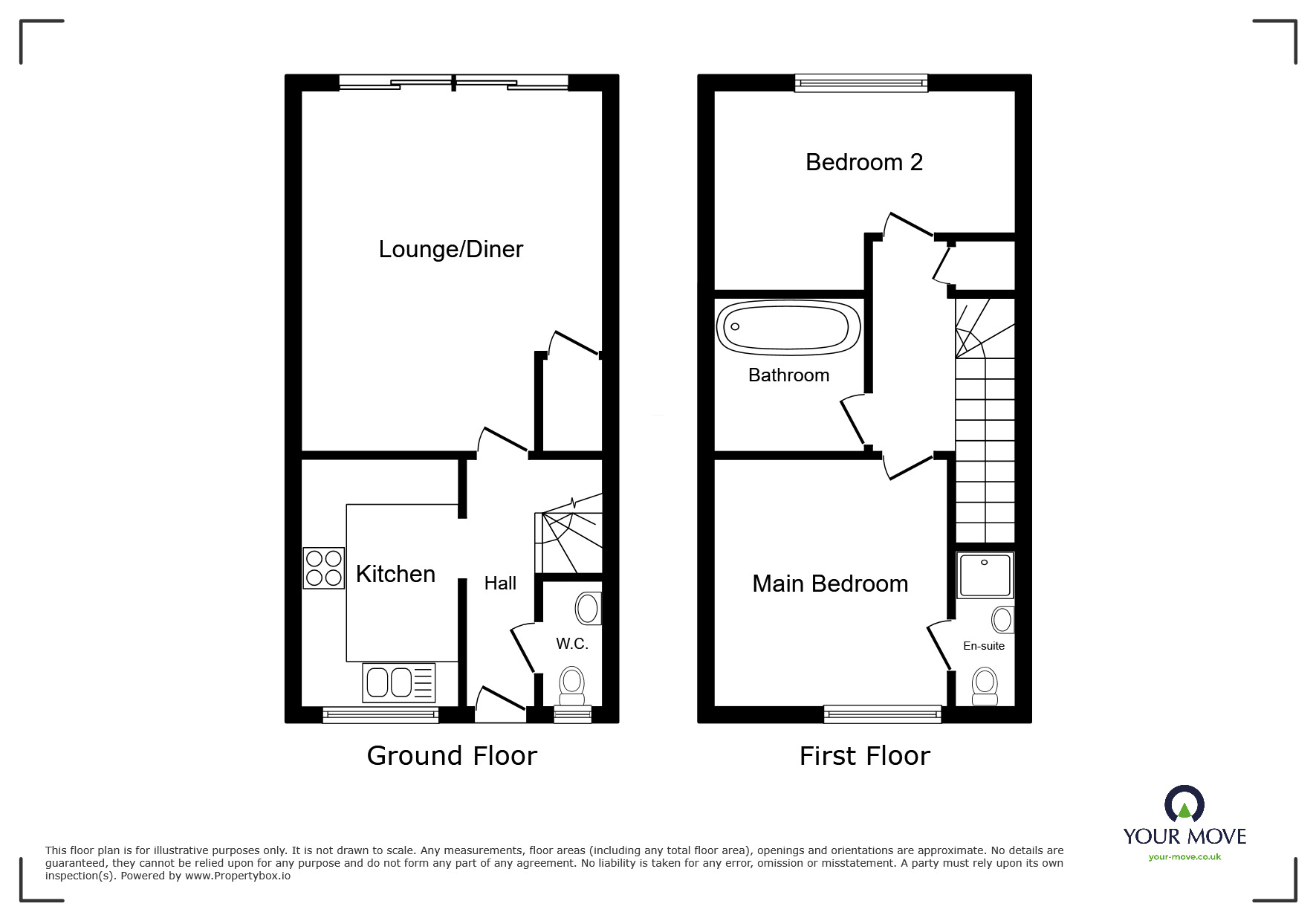 Floorplan of 2 bedroom Mid Terrace House for sale, Oakland Grove, Worcestershire, B61