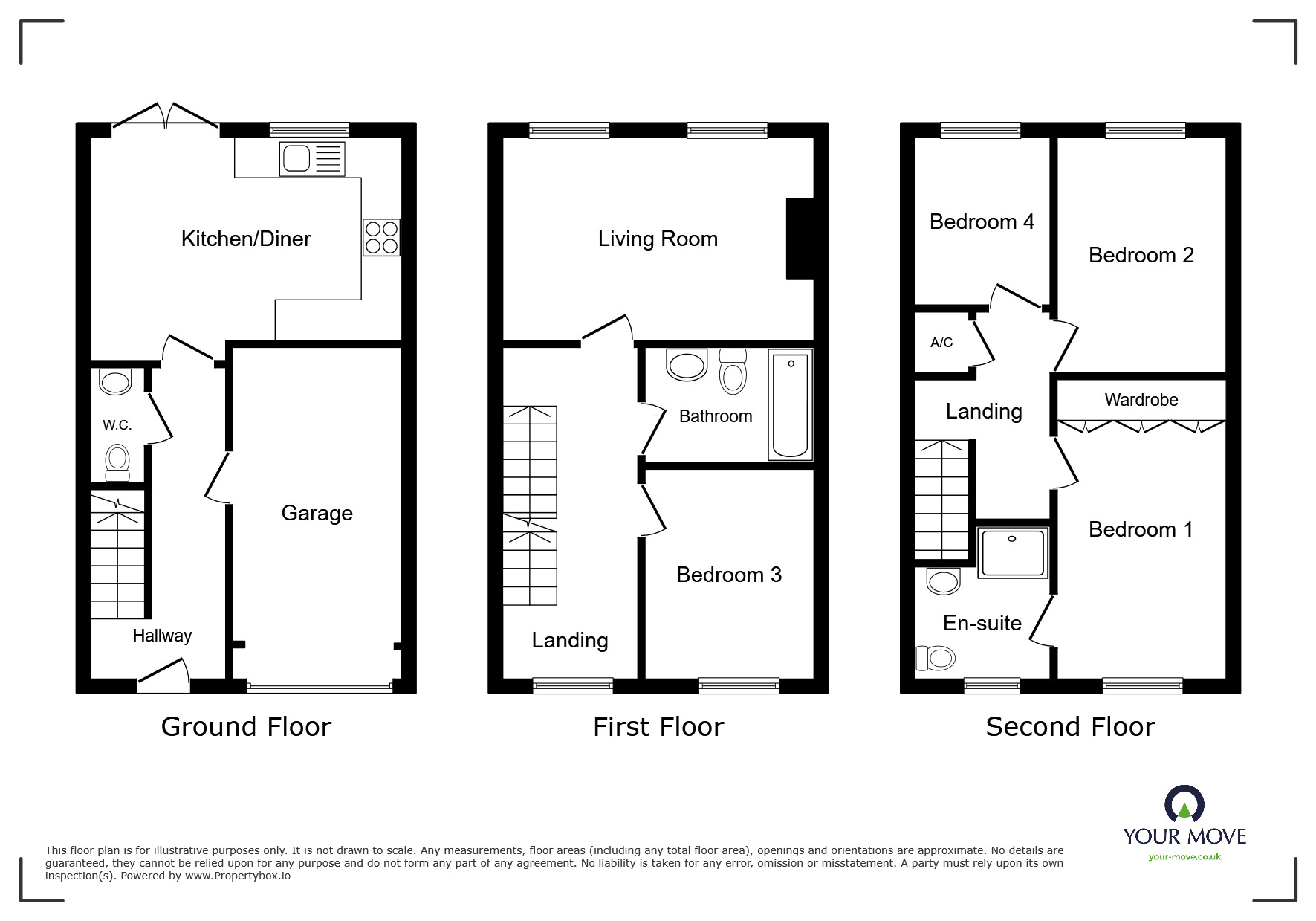 Floorplan of 4 bedroom Mid Terrace House for sale, Marlgrove Court, Marlbrook, Worcestershire, B61