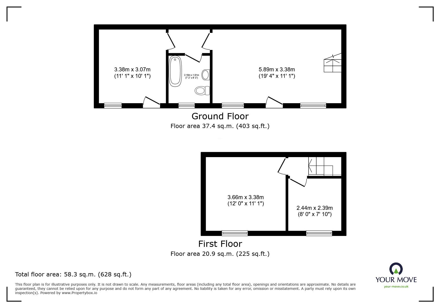 Floorplan of 2 bedroom Semi Detached Property for sale, Littleheath Lane, Lickey End, Worcestershire, B60
