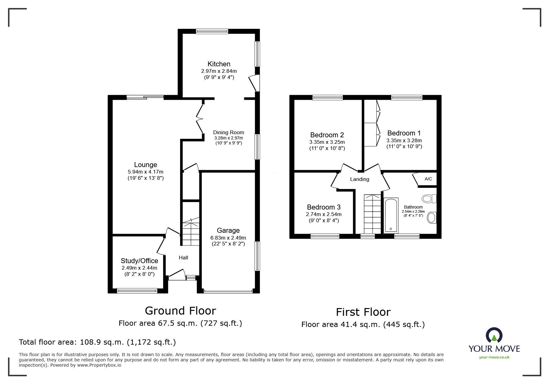 Floorplan of 3 bedroom Semi Detached House for sale, Orchard Road, Bromsgrove, Worcestershire, B61