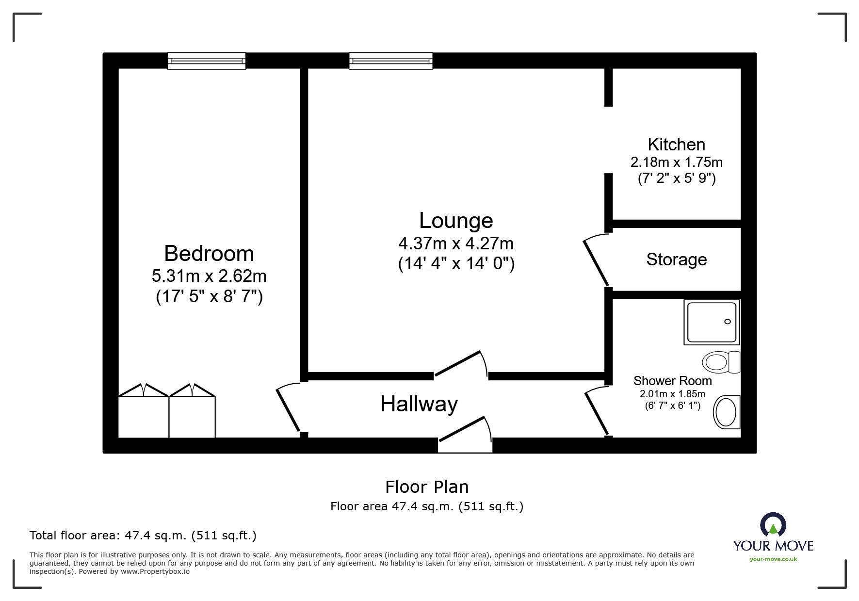 Floorplan of 1 bedroom  Flat for sale, Ednall Lane, Bromsgrove, Worcestershire, B60