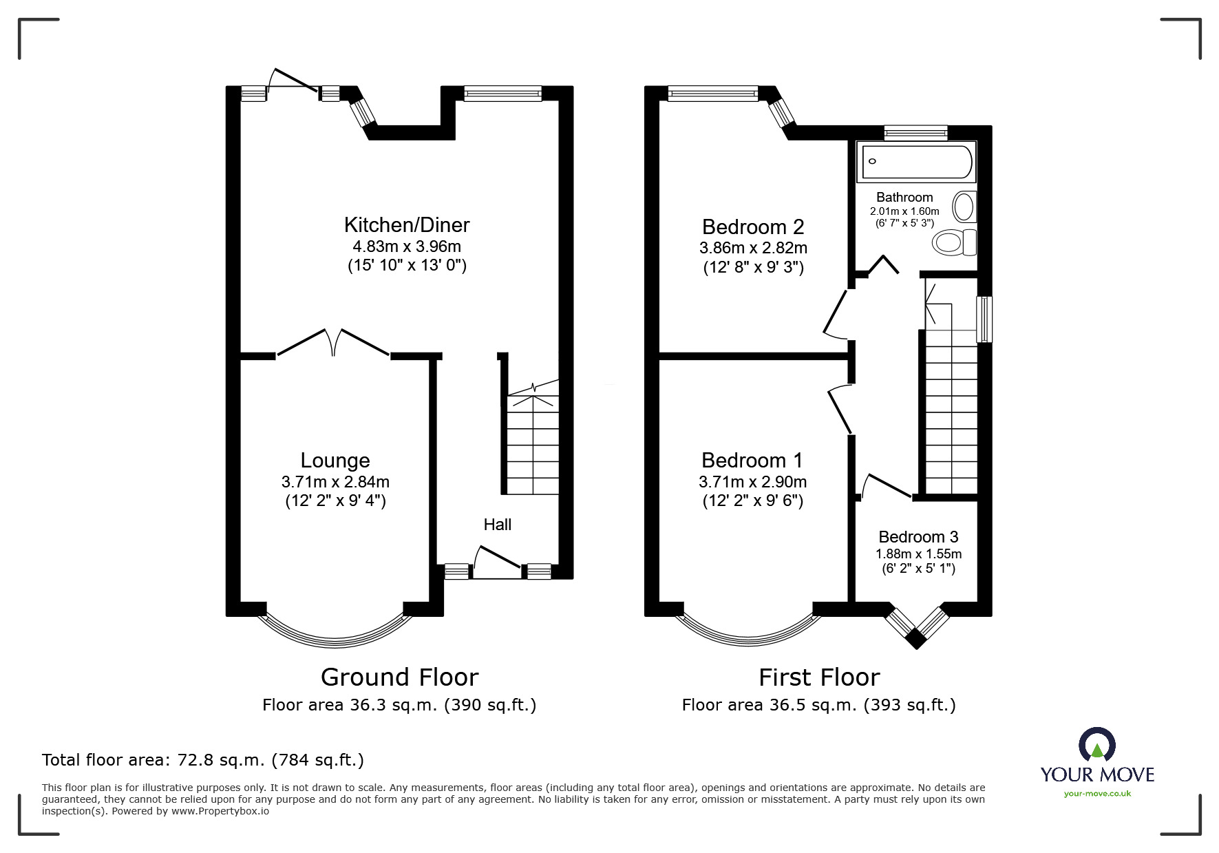 Floorplan of 3 bedroom Semi Detached House for sale, Ryde Park Road, Rednal, West Midlands, B45