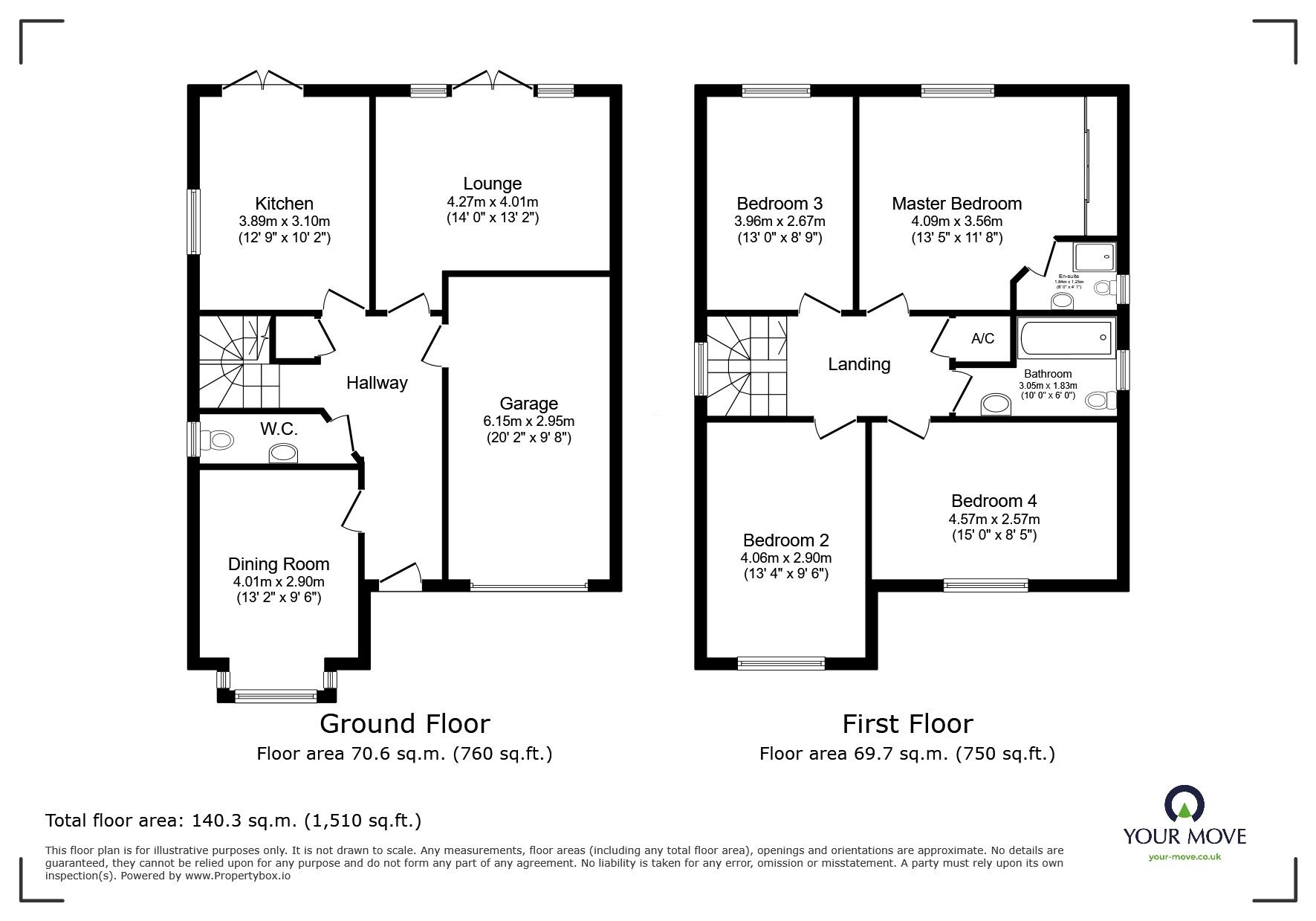 Floorplan of 4 bedroom Detached House for sale, Randell Road, Malvern, Worcestershire, WR14