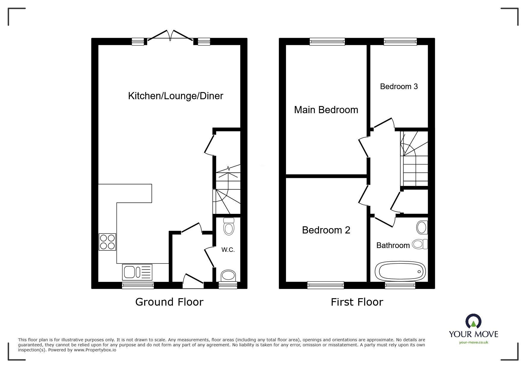 Floorplan of 3 bedroom Semi Detached House for sale, Kingcup Close, Catshill, Worcestershire, B61