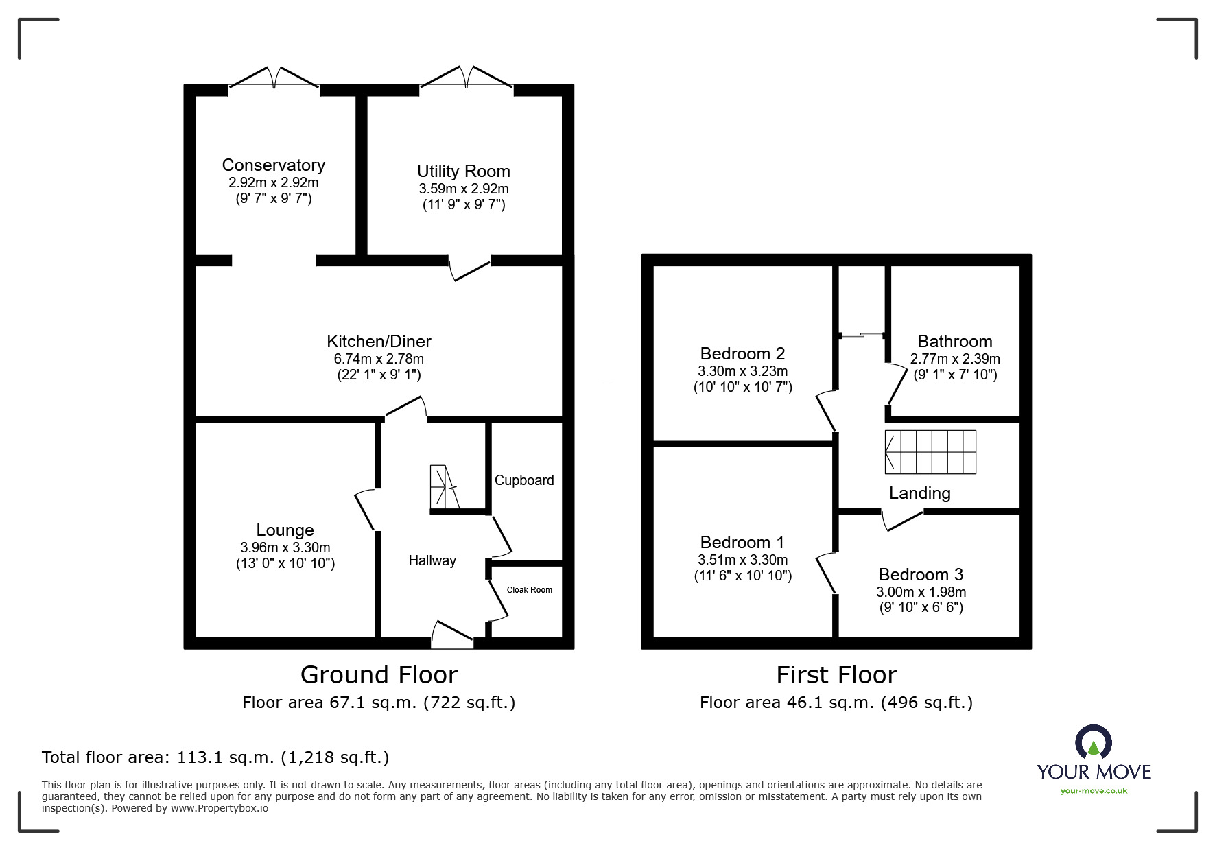 Floorplan of 3 bedroom Mid Terrace House to rent, Paddock Way, Droitwich, Worcestershire, WR9