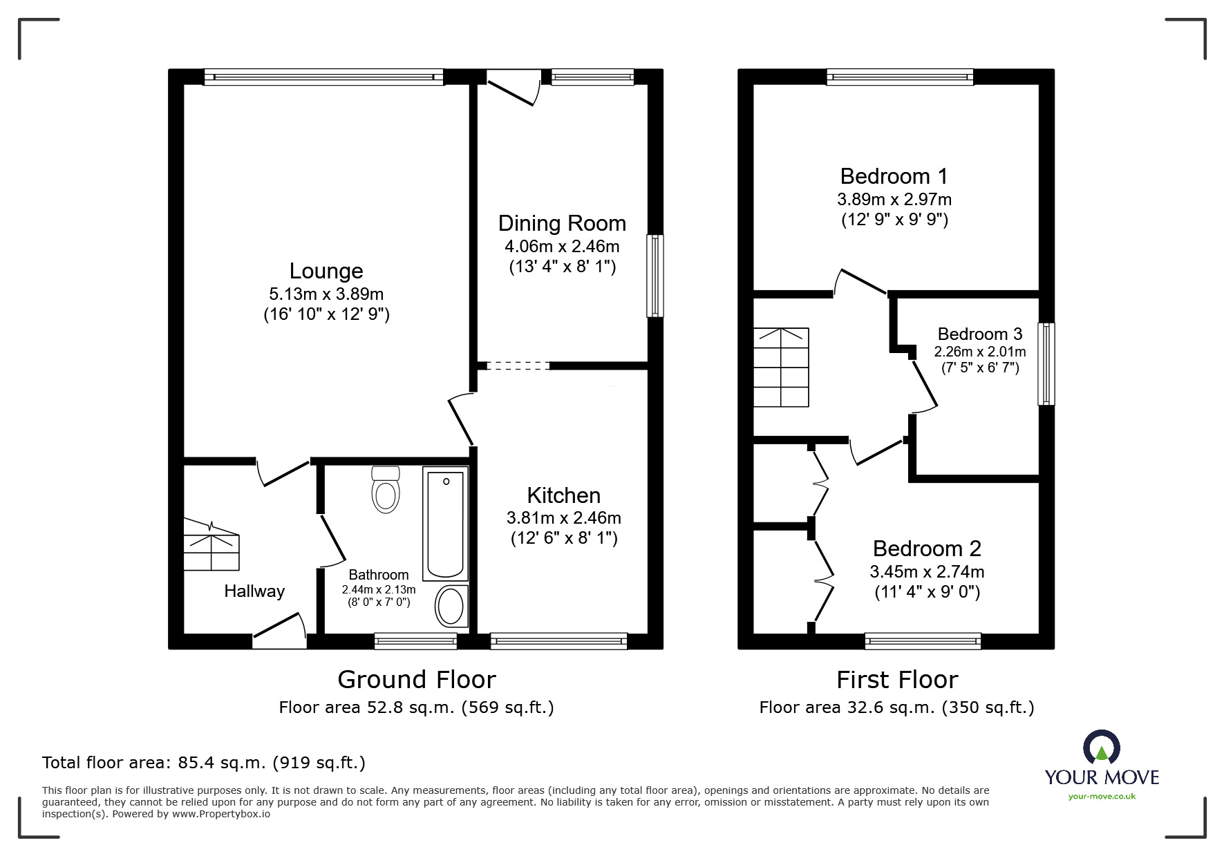 Floorplan of 3 bedroom End Terrace House for sale, Newtown Road, Worcester, Worcestershire, WR5