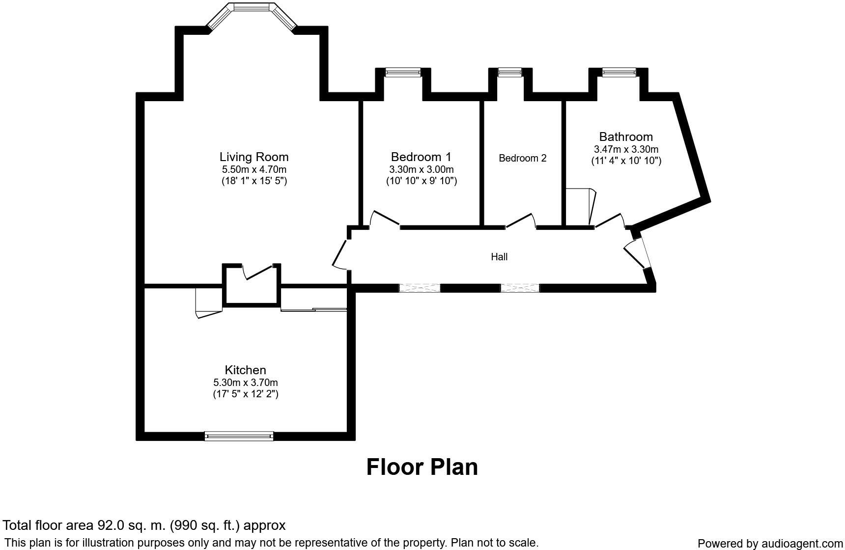Floorplan of 2 bedroom Flat for sale, Farley Lane, Romsley, Worcestershire, B62