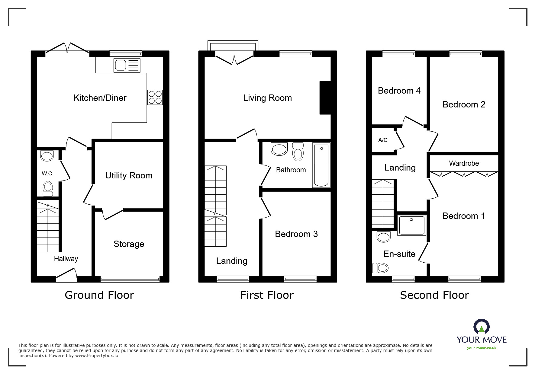 Floorplan of 4 bedroom Semi Detached House for sale, Marlgrove Court, Marlbrook, Worcestershire, B61