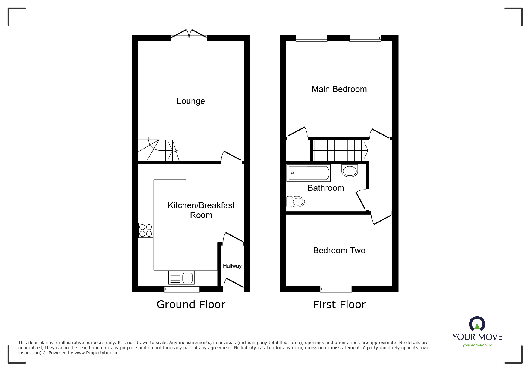 Floorplan of 2 bedroom Mid Terrace House for sale, Acorn Road, Catshill, Worcestershire, B61
