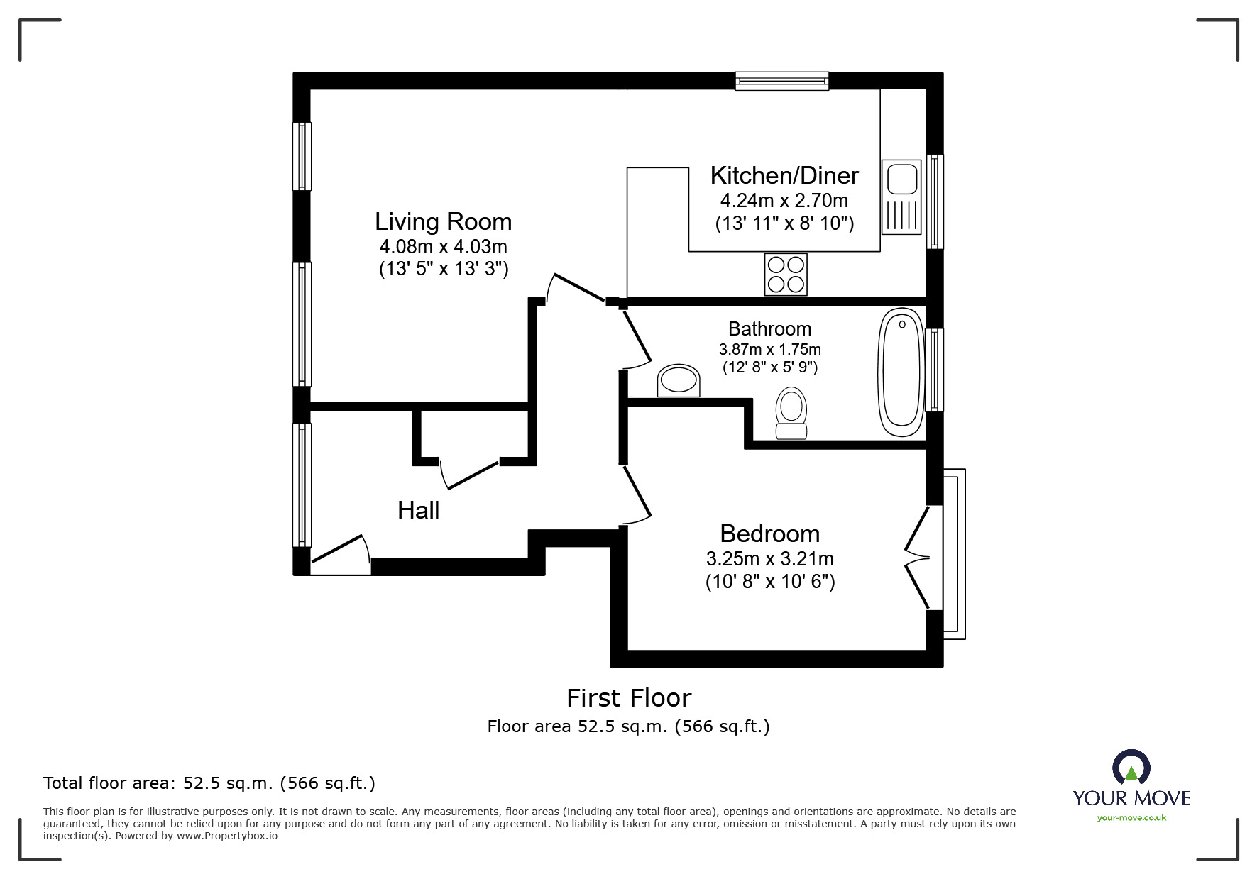 Floorplan of 1 bedroom Flat for sale, Old Rectory Lane, Alvechurch, Worcestershire, B48