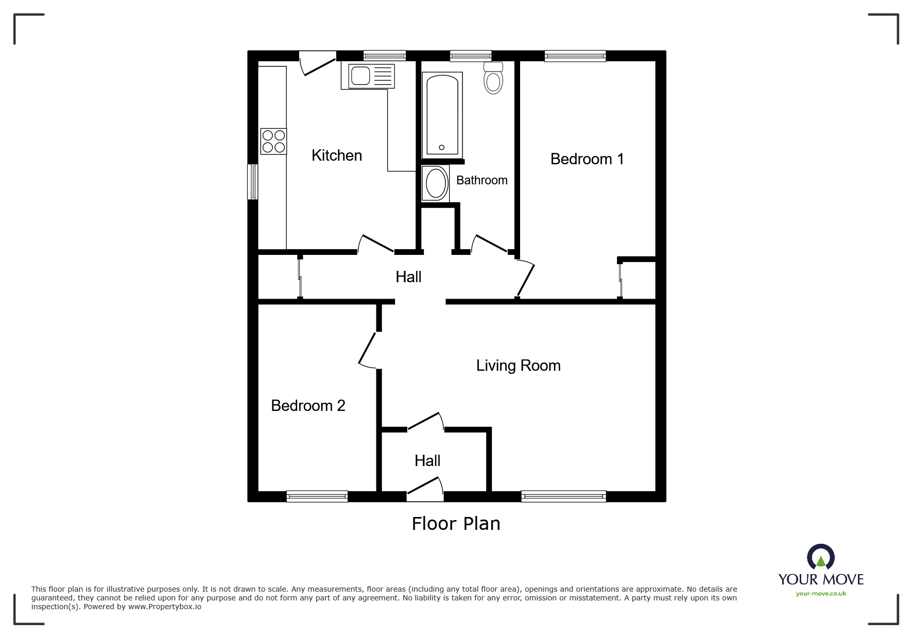 Floorplan of 2 bedroom Flat for sale, Mayflower Road, Droitwich, Worcestershire, WR9