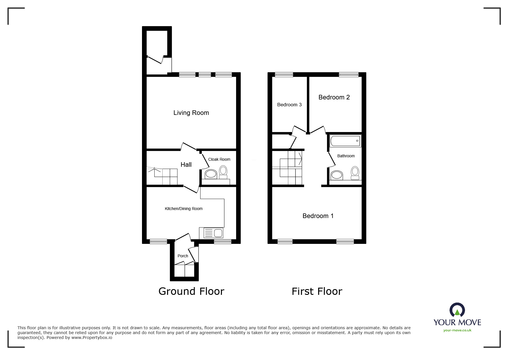 Floorplan of 3 bedroom Mid Terrace House for sale, Hunters Close, Droitwich, Worcestershire, WR9