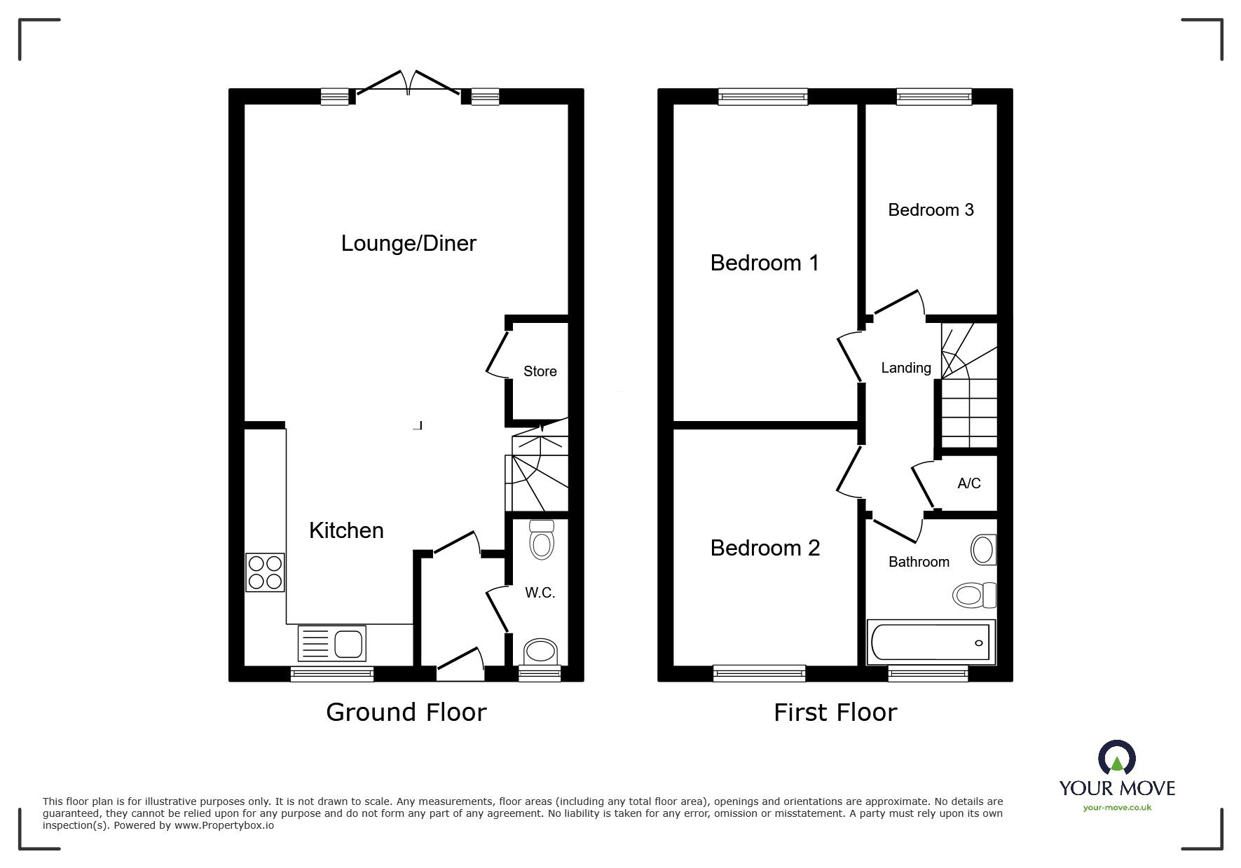 Floorplan of 3 bedroom Mid Terrace House for sale, Kingcup Close, Catshill, Worcestershire, B61