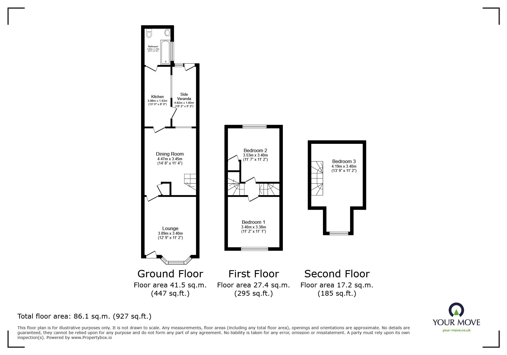 Floorplan of 3 bedroom End Terrace House for sale, Glover Street, Redditch, Worcestershire, B98