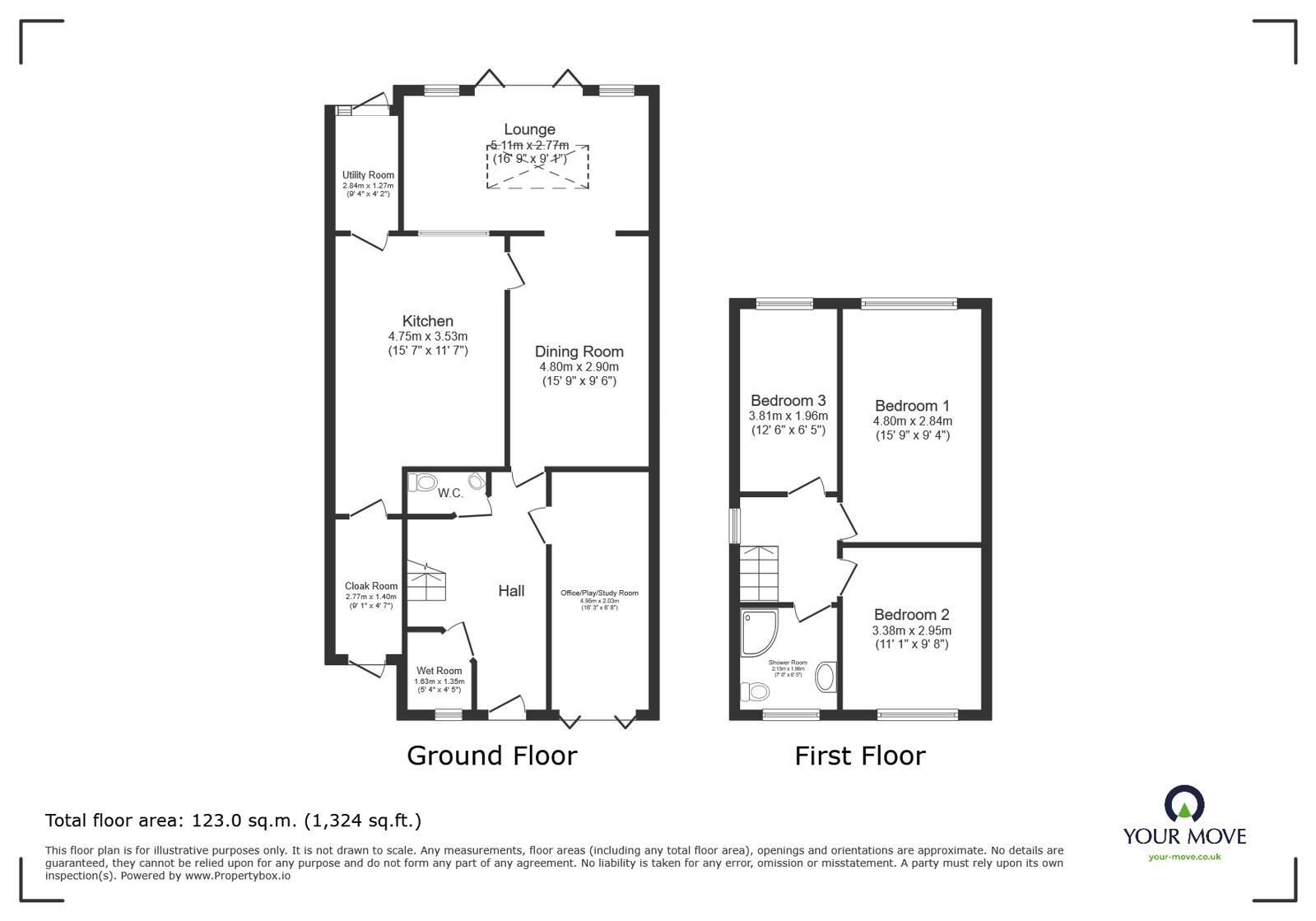 Floorplan of 3 bedroom Semi Detached House for sale, Cloverdale, Stoke Prior, Worcestershire, B60