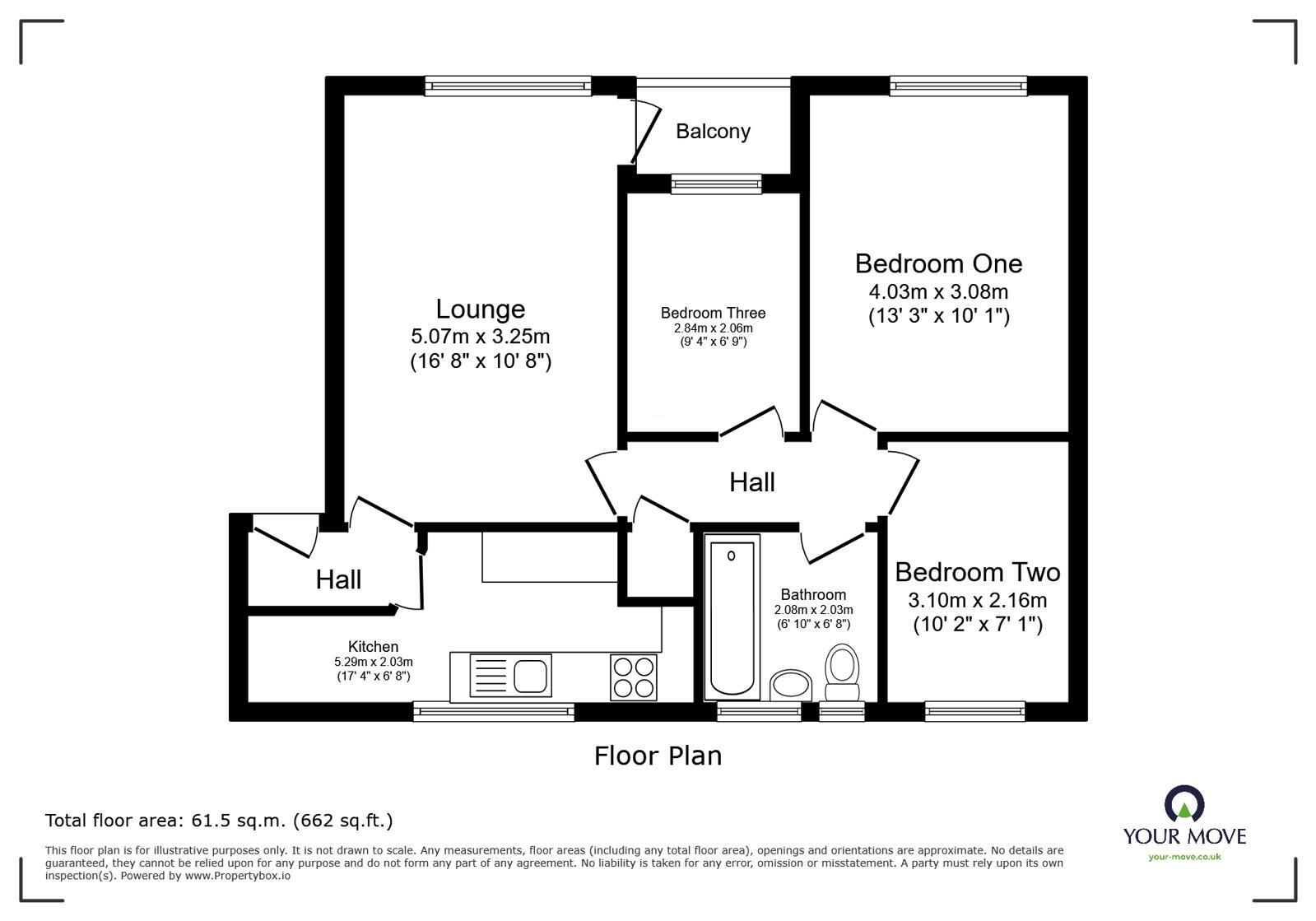 Floorplan of 3 bedroom Flat for sale, Bristol Road South, Northfield, West Midlands, B31