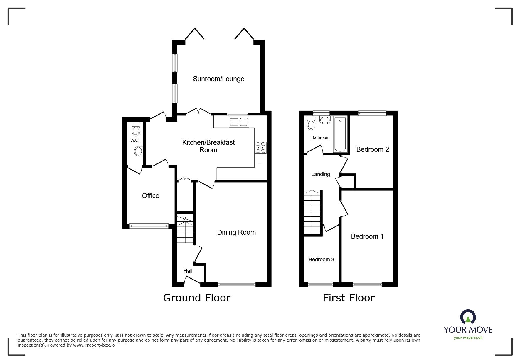 Floorplan of 3 bedroom Detached House for sale, The Paddock, Stoke Heath, Worcestershire, B60
