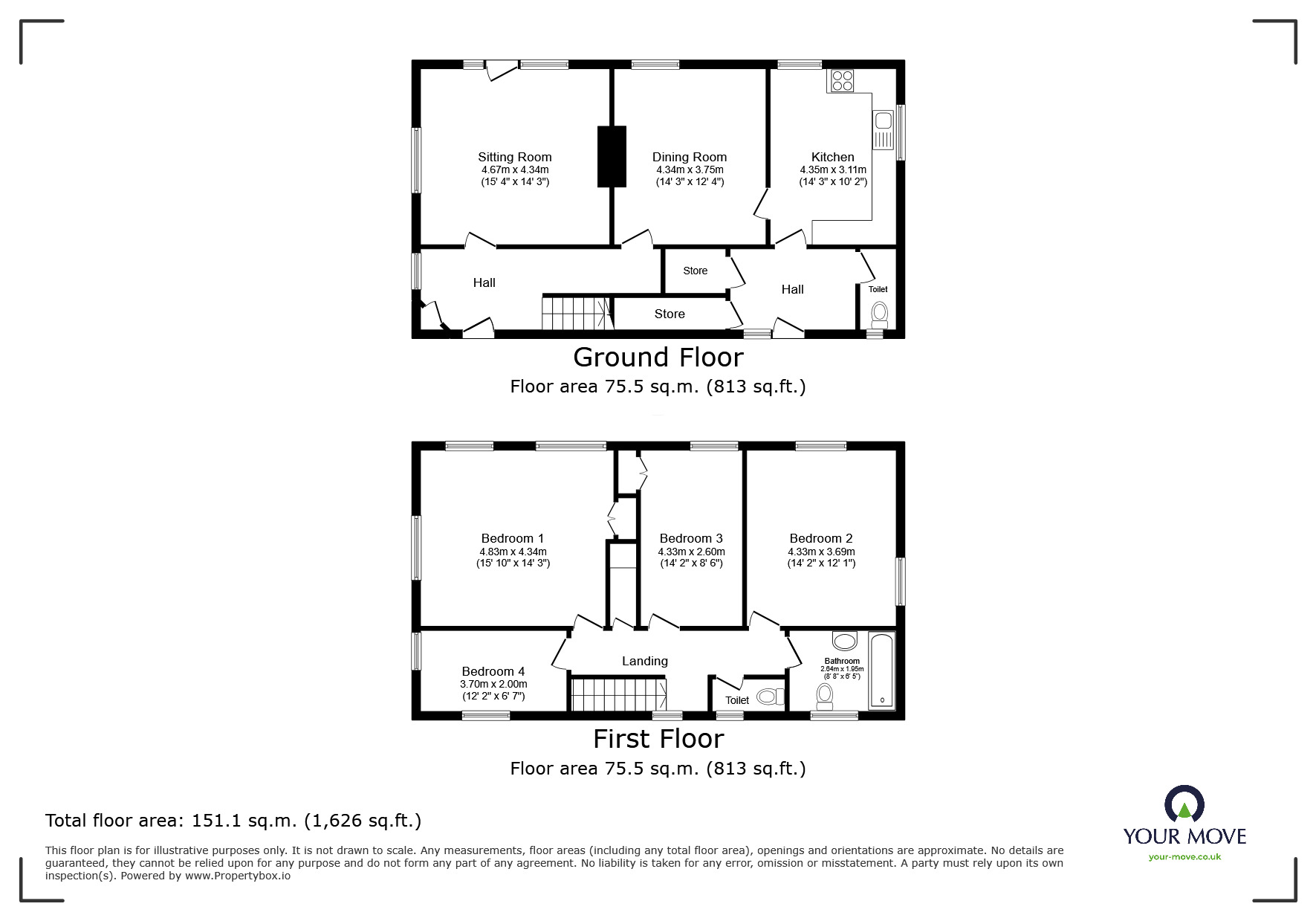 Floorplan of 4 bedroom Detached Property to rent, Wannerton, Kidderminster, Worcestershire, DY10