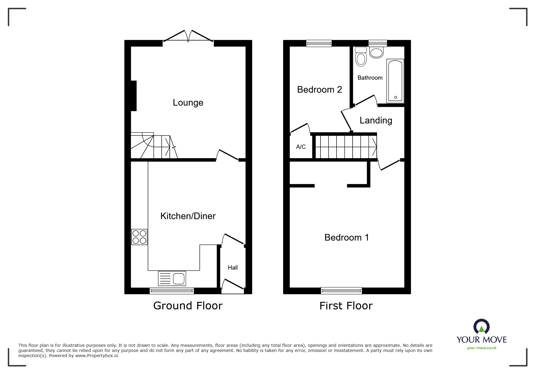 Floorplan of 2 bedroom Mid Terrace House for sale, Kingfisher Court, Alvechurch, Worcestershire, B48
