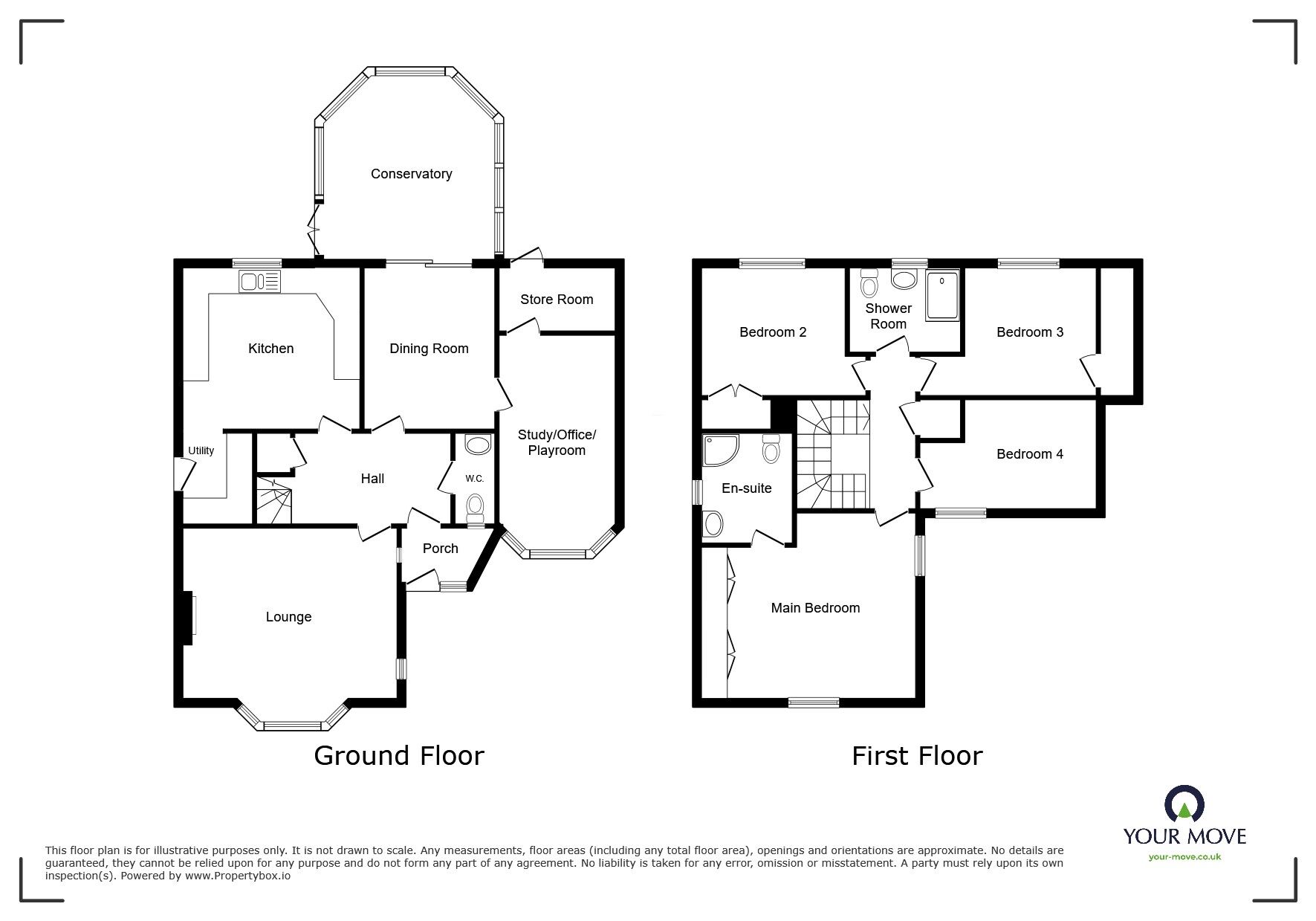 Floorplan of 4 bedroom Detached House for sale, Harbours Close, Bromsgrove, Worcestershire, B61