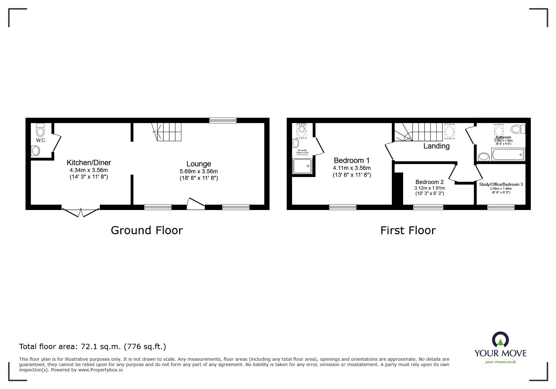 Floorplan of 3 bedroom Detached House for sale, Holly Road, Bromsgrove, Worcestershire, B61