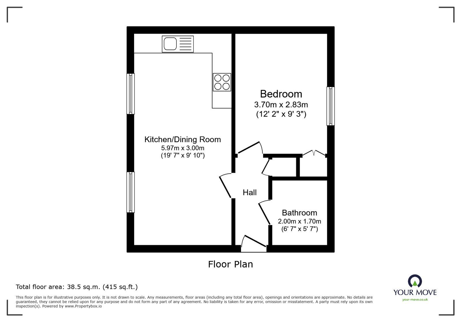 Floorplan of 1 bedroom Flat to rent, Rock Hill, Bromsgrove, Worcestershire, B61