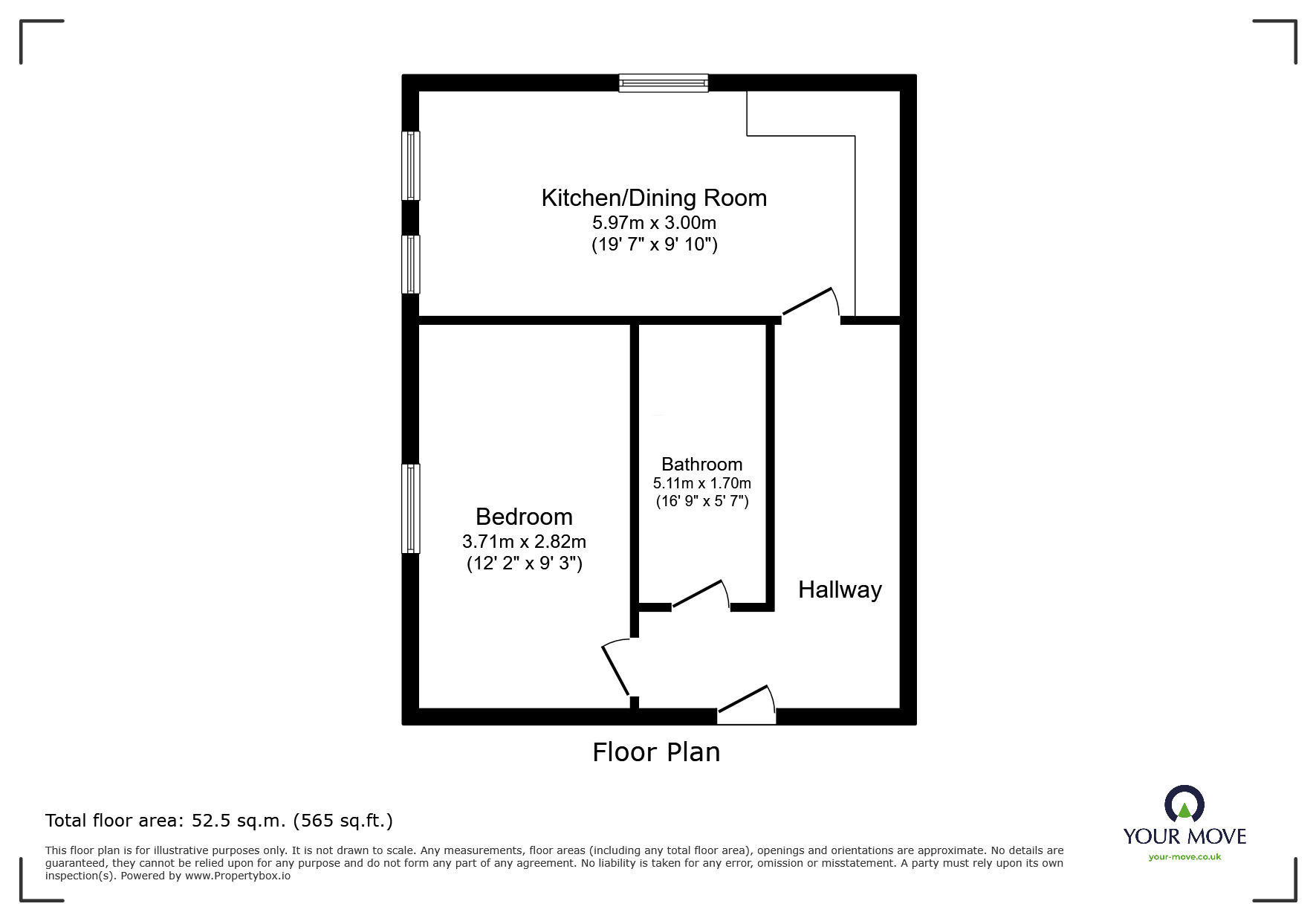 Floorplan of 1 bedroom Flat to rent, Rock Hill, Bromsgrove, Worcestershire, B61