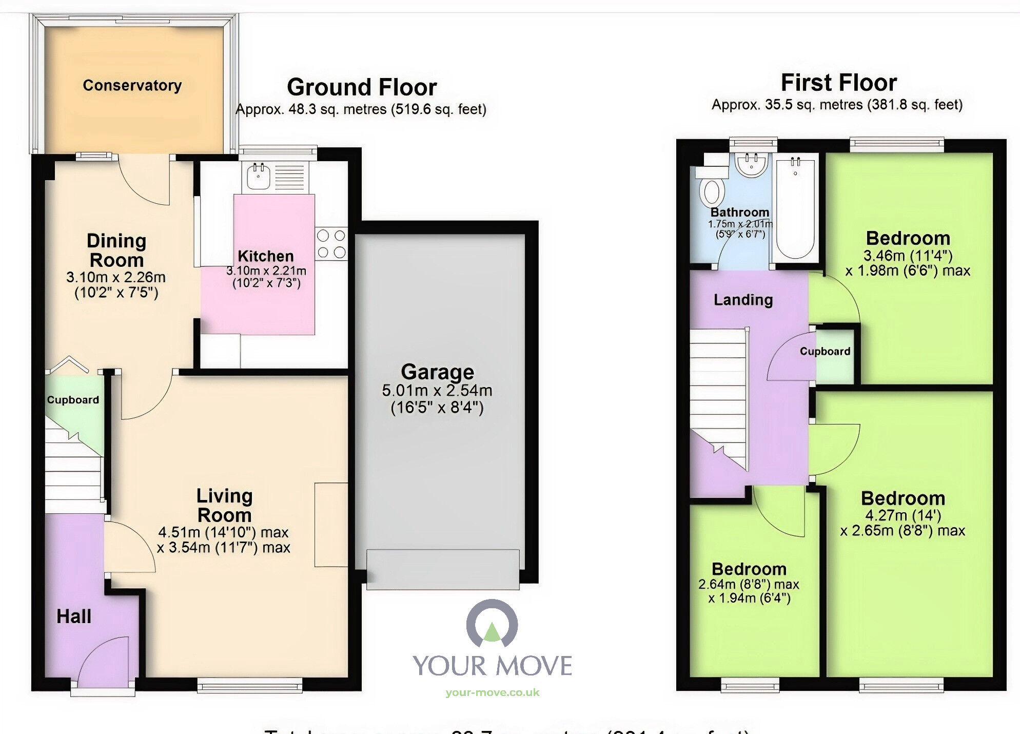 Floorplan of 3 bedroom Semi Detached House to rent, The Paddock, Stoke Heath, Worcestershire, B60