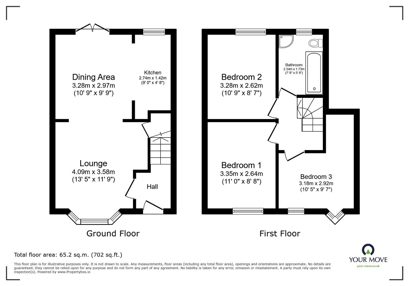 Floorplan of 3 bedroom Mid Terrace House for sale, Ryde Park Road, Rednal, West Midlands, B45