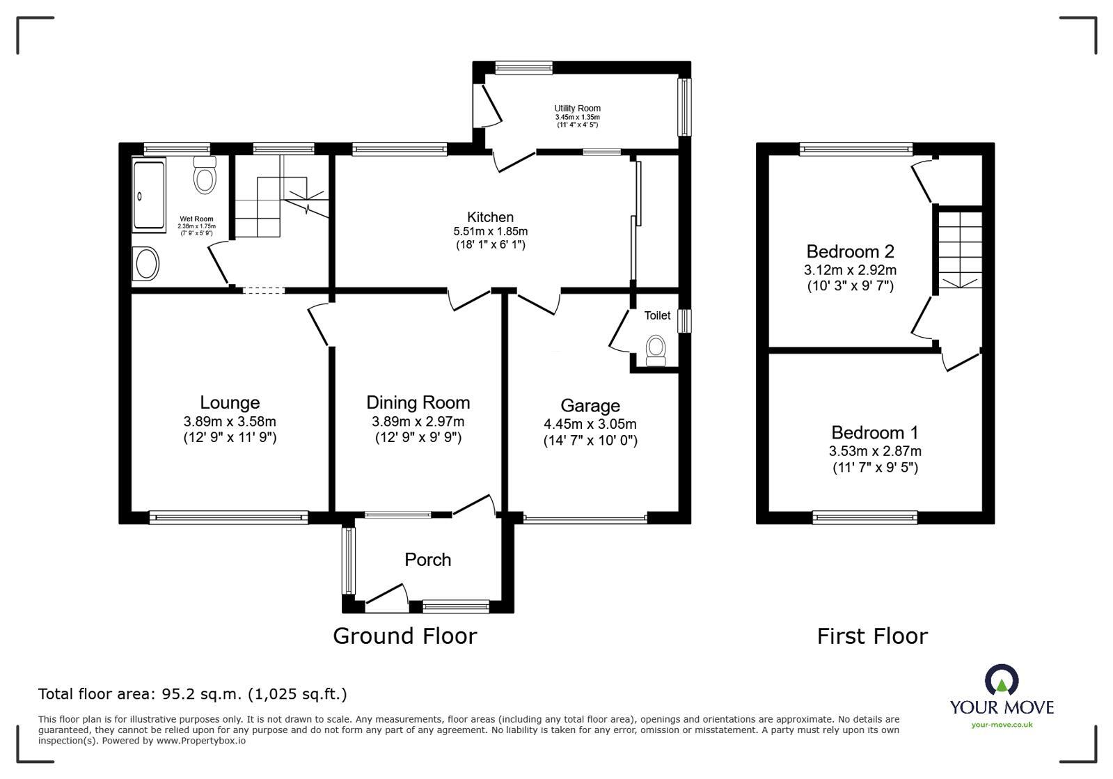 Floorplan of 2 bedroom Semi Detached House for sale, The Flats, Bromsgrove, Worcestershire, B61