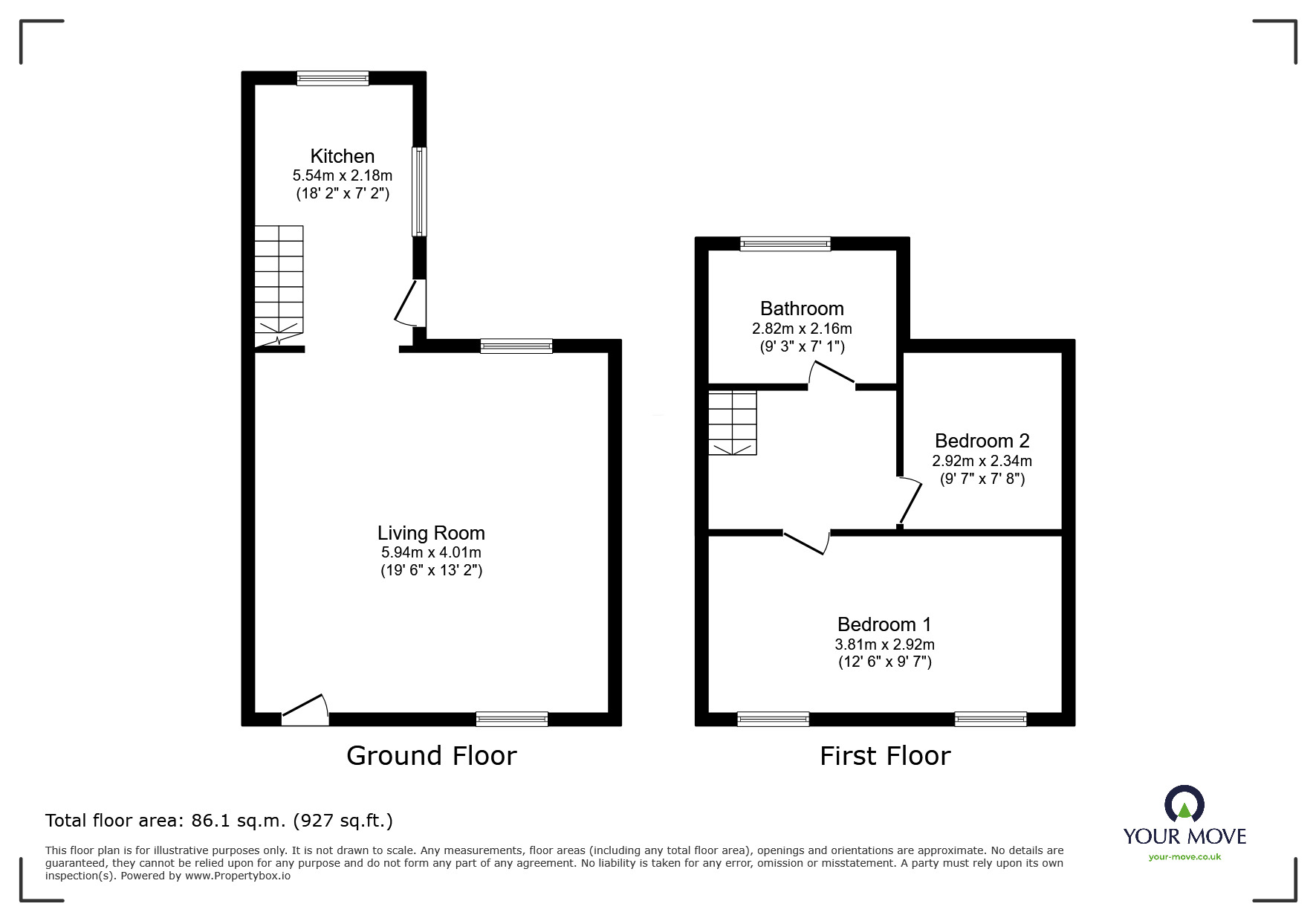 Floorplan of 2 bedroom Mid Terrace House to rent, Barnsley Road, Bromsgrove, Worcestershire, B61