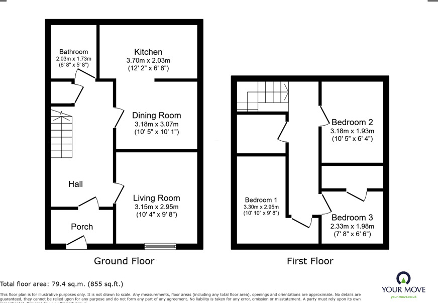 Floorplan of 3 bedroom Semi Detached House to rent, Old Birmingham Road, Lickey End, Worcestershire, B60