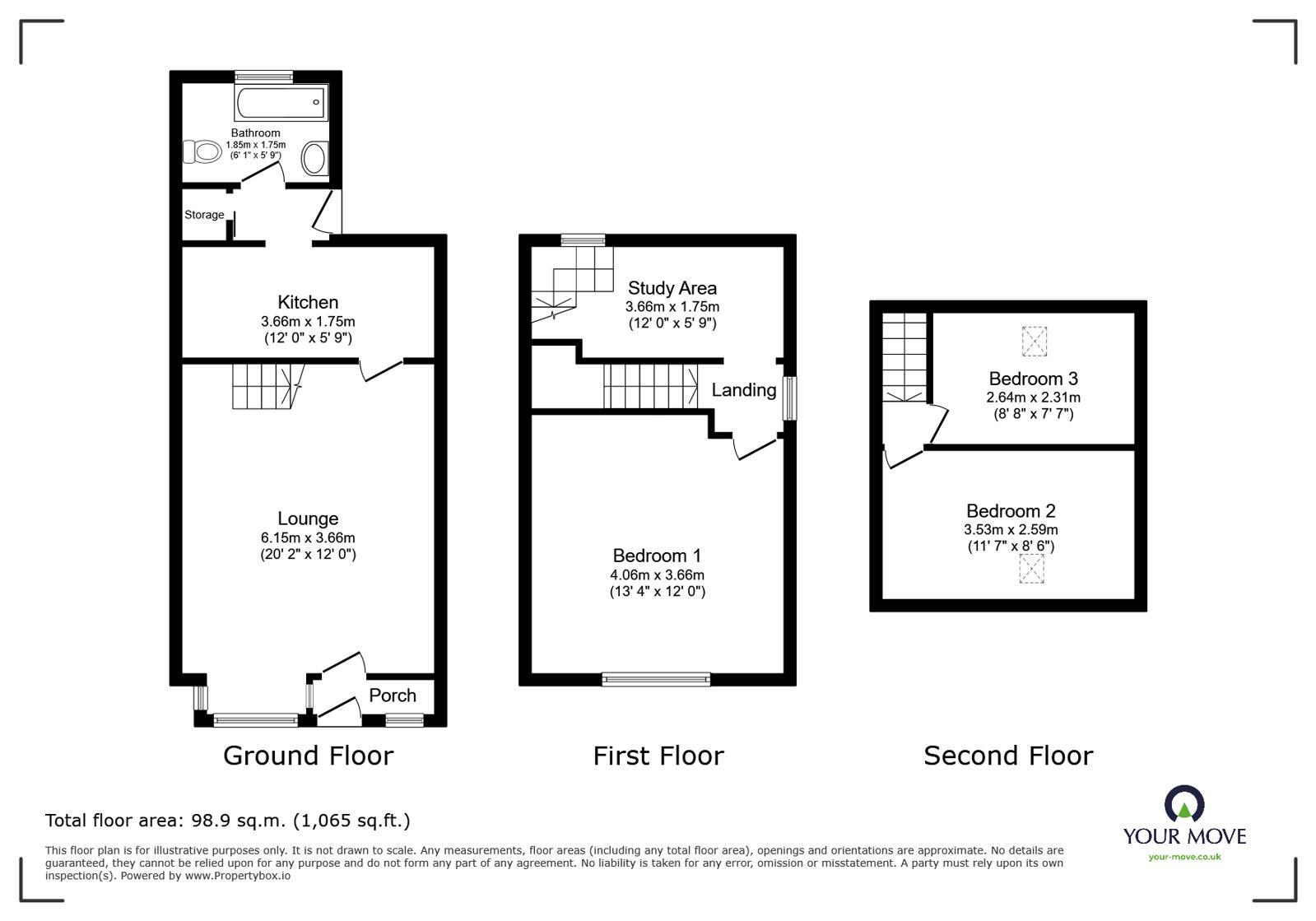 Floorplan of 3 bedroom End Terrace House for sale, Brook Road, Rubery, Birmingham, B45