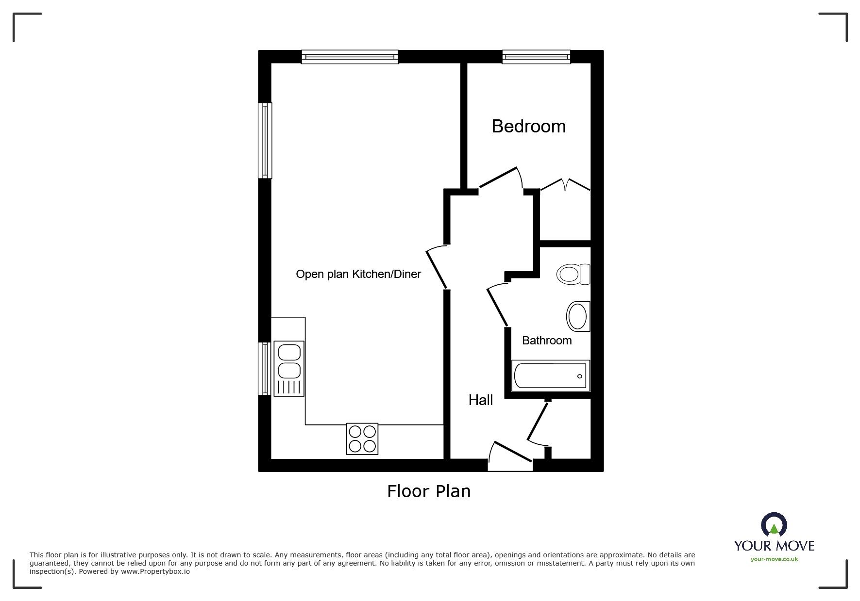 Floorplan of 1 bedroom Flat for sale, Osier Close, Bromsgrove, Worcestershire, B61