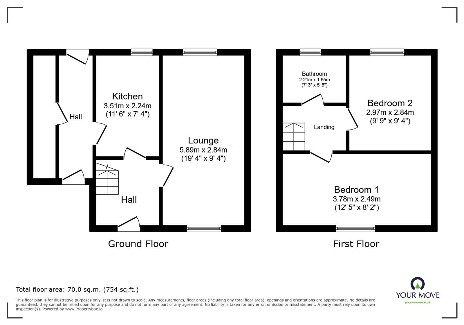 Floorplan of 2 bedroom Semi Detached House to rent, Lyttleton Avenue, Bromsgrove, Worcestershire, B60