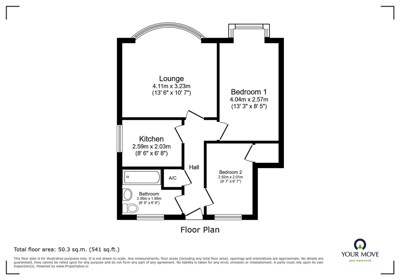 Floorplan of 2 bedroom Flat for sale, York Road, Bromsgrove, Worcestershire, B61