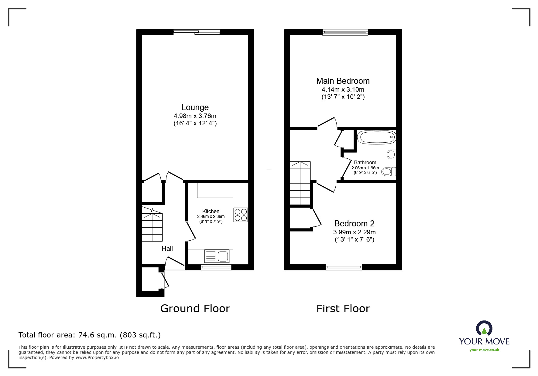 Floorplan of 2 bedroom Mid Terrace House to rent, Frogmill Road, Rubery, Birmingham, B45