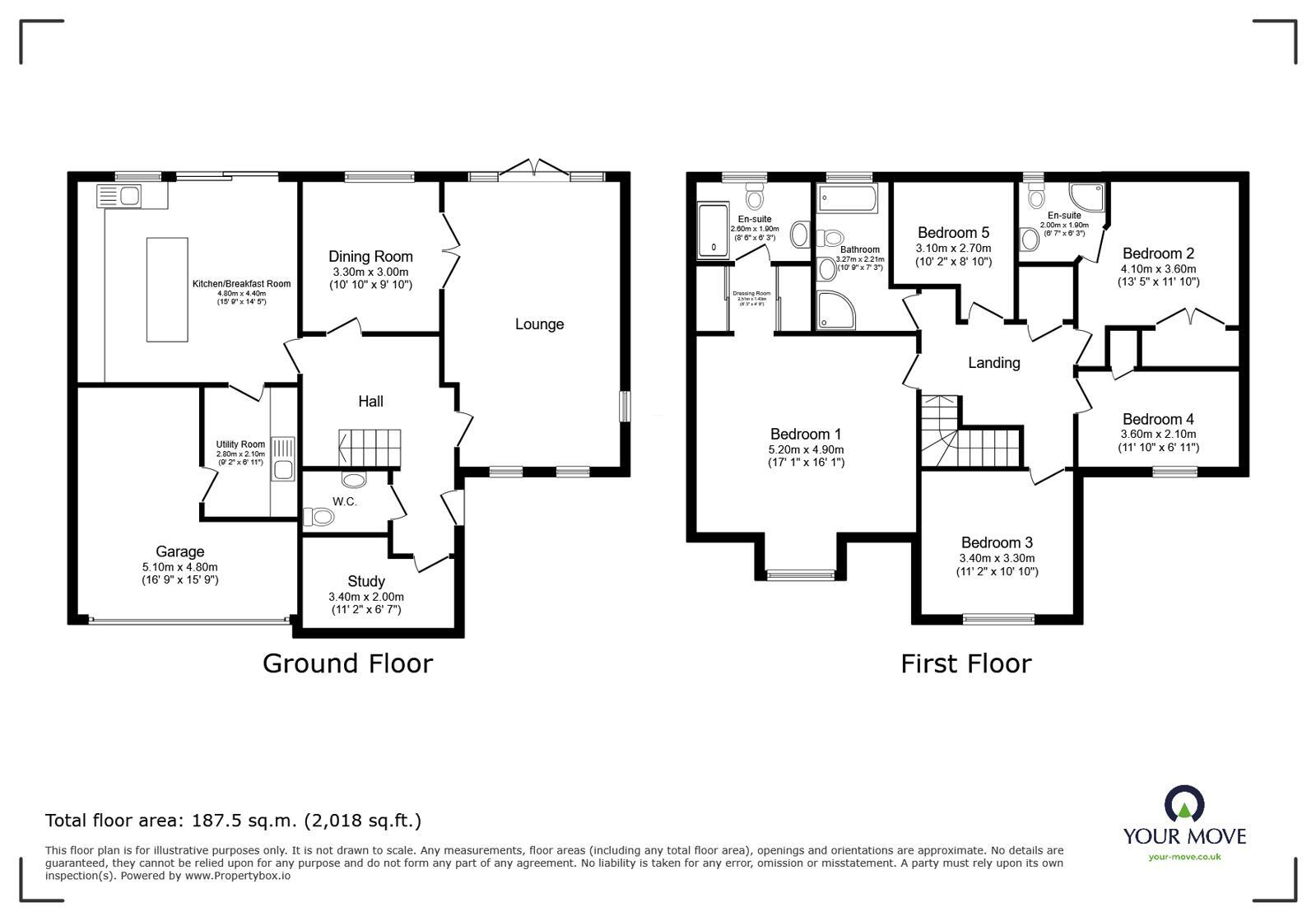 Floorplan of 5 bedroom Detached House for sale, Greyfriars Drive, Bromsgrove, Worcestershire, B61