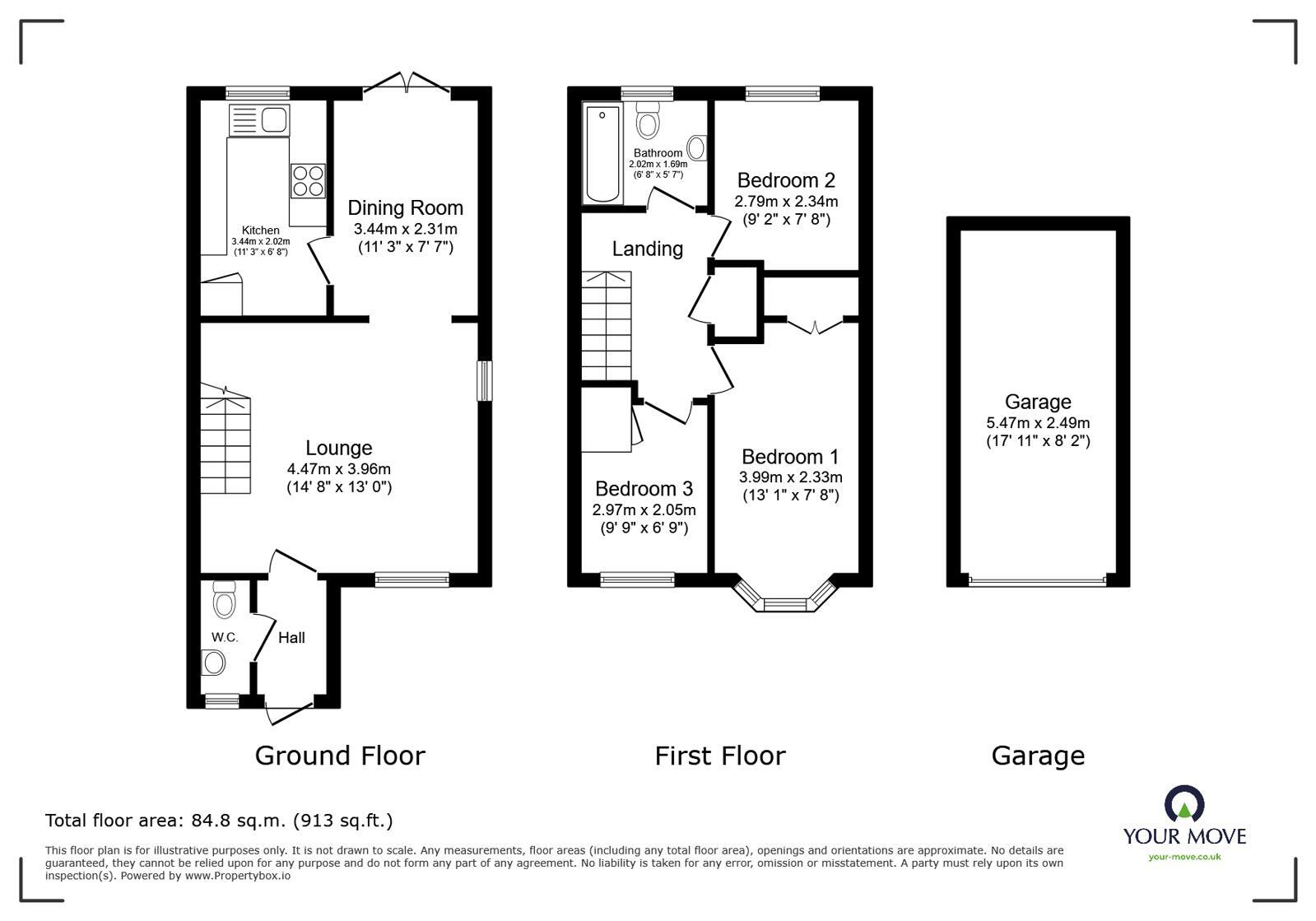 Floorplan of 3 bedroom End Terrace House for sale, Toftdale Green, Lyppard Bourne, Worcester, WR4