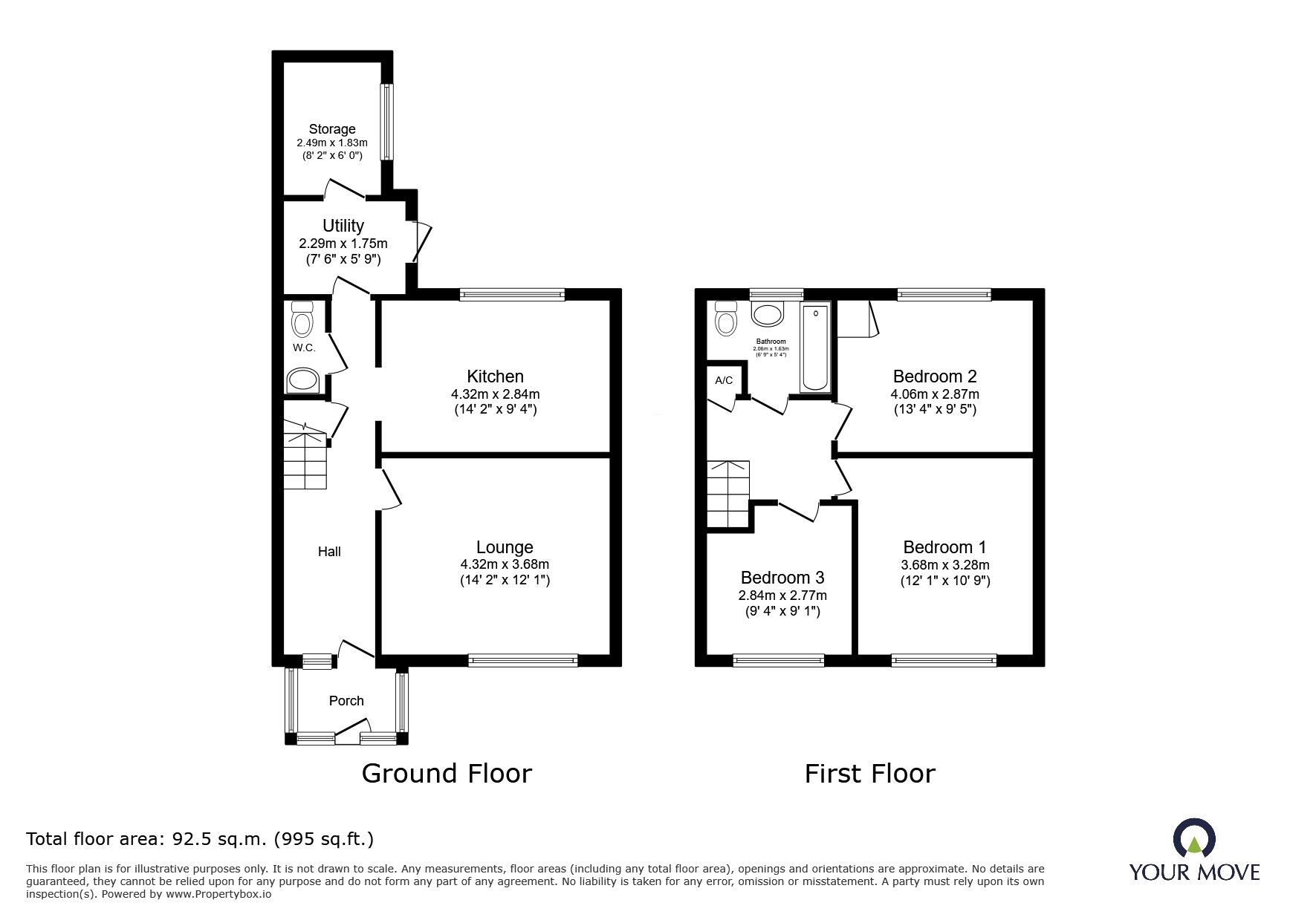 Floorplan of 3 bedroom Mid Terrace House for sale, Shelley Close, Catshill, Worcestershire, B61
