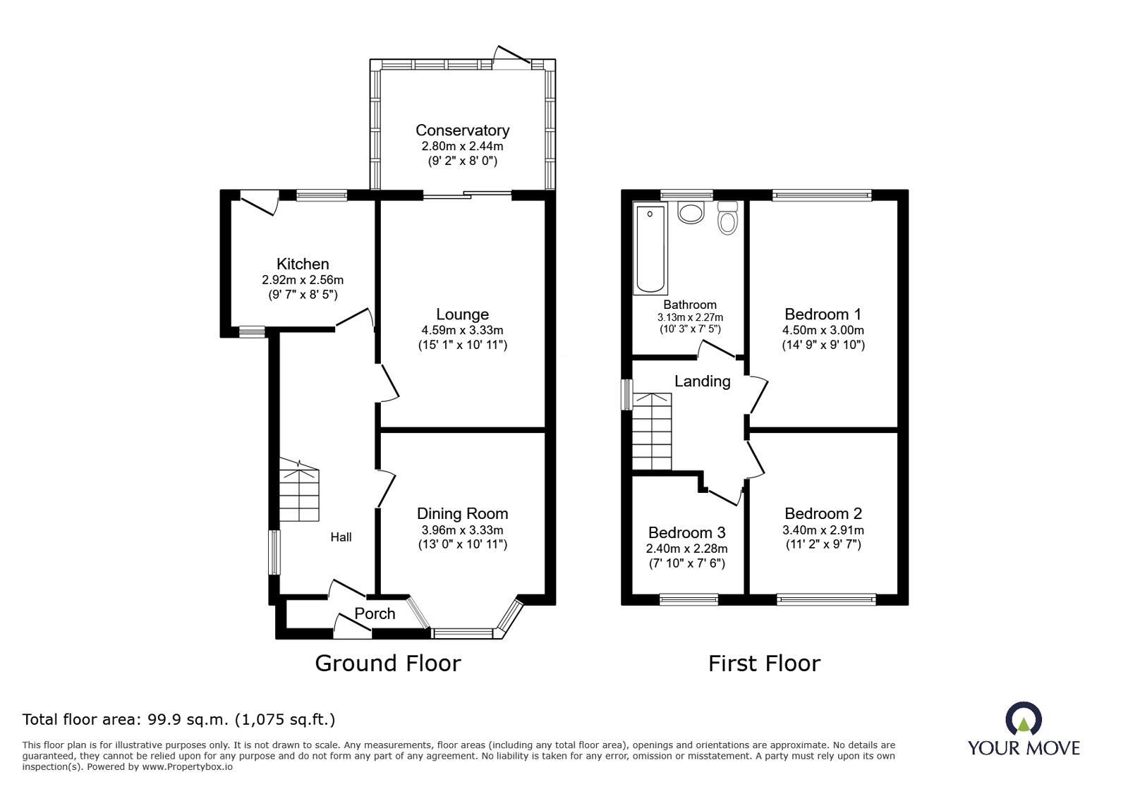 Floorplan of 3 bedroom Semi Detached House to rent, Haunch Lane, Birmingham, West Midlands, B13
