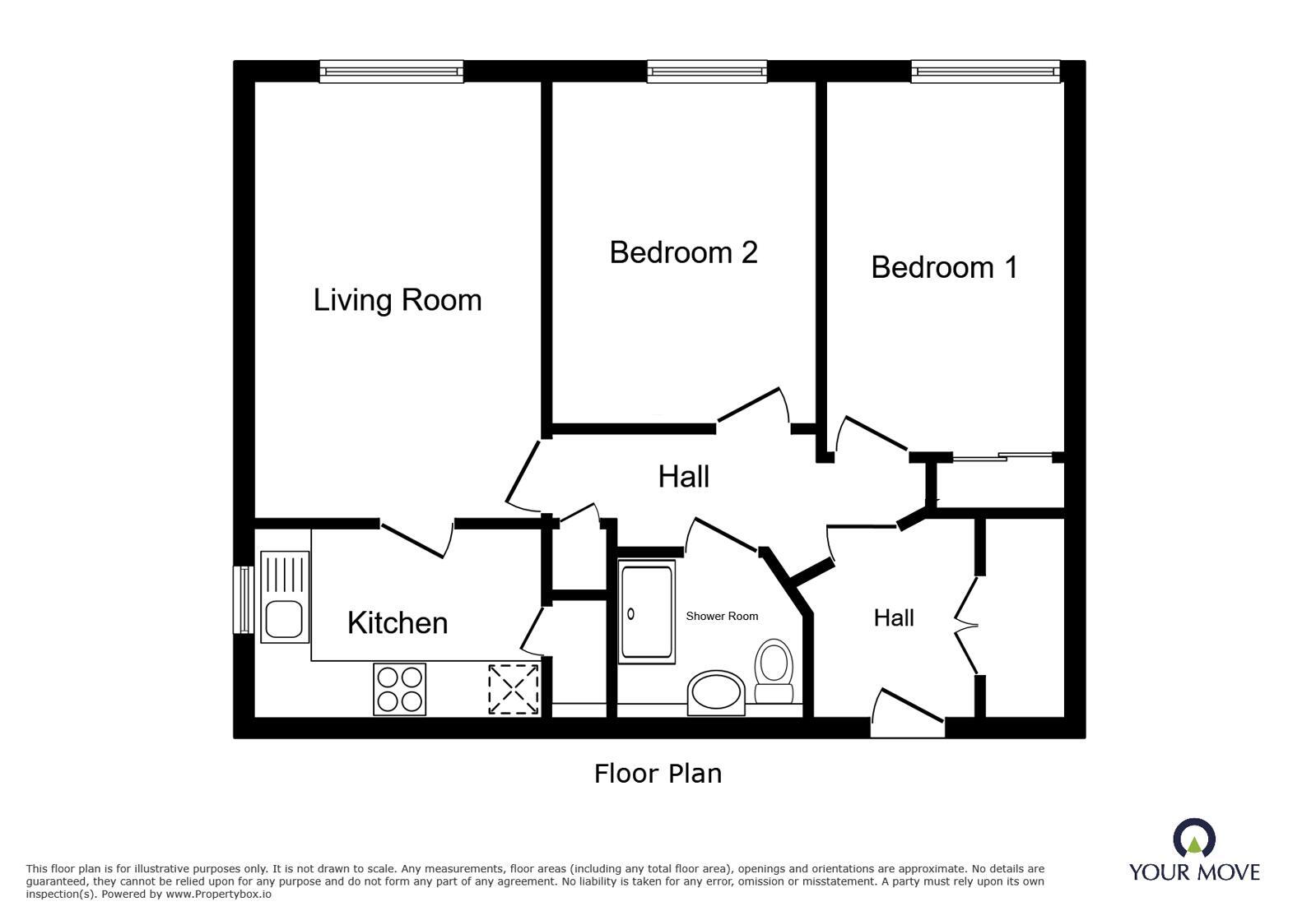 Floorplan of 2 bedroom Flat for sale, The Crescent, Bromsgrove, Worcestershire, B60
