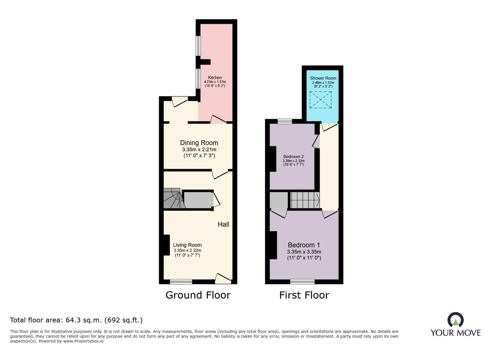 Floorplan of 2 bedroom Mid Terrace House for sale, Lowell Street, Worcester, Worcestershire, WR1