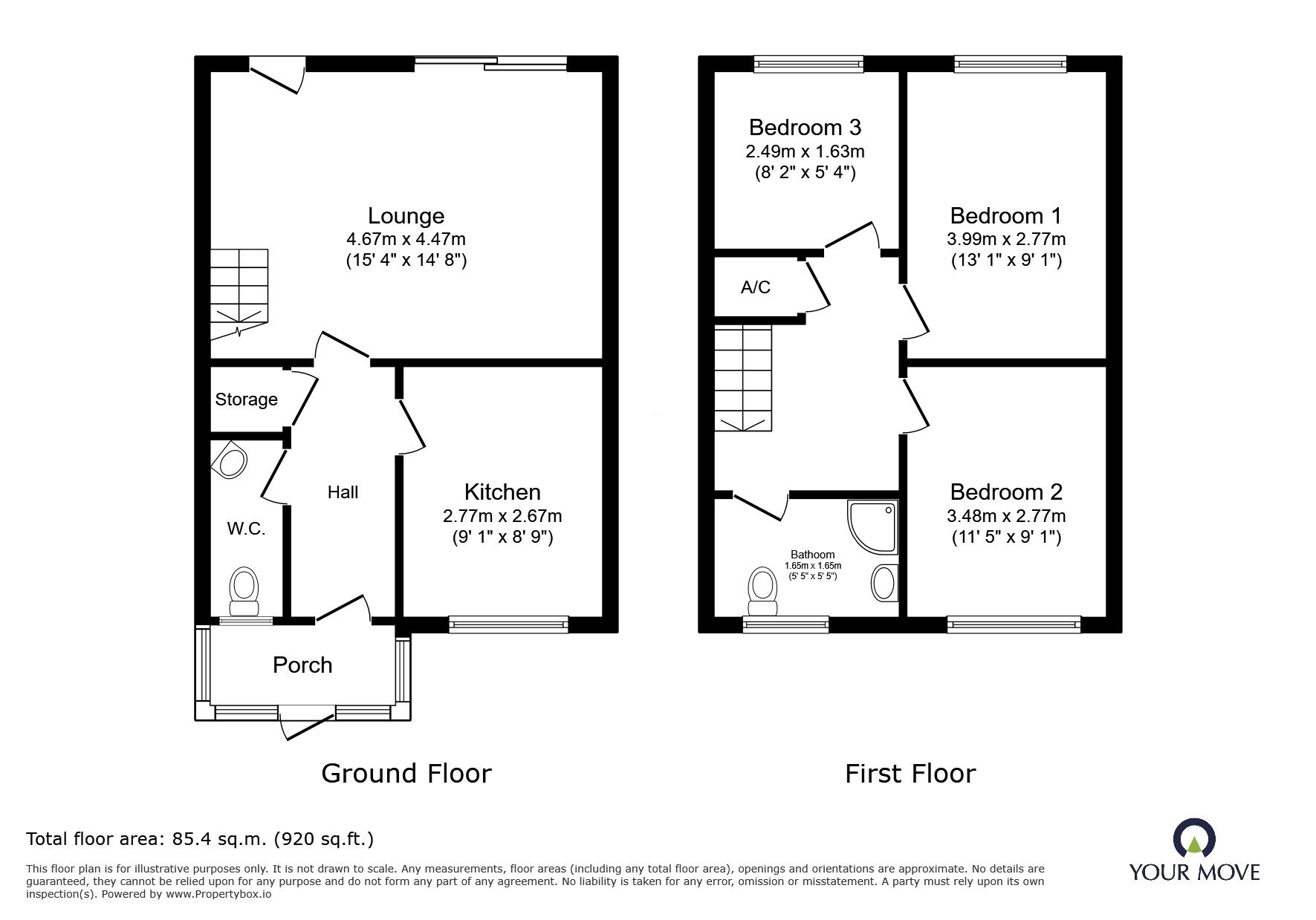 Floorplan of 3 bedroom Mid Terrace House for sale, Shaw Lane, Stoke Prior, Worcestershire, B60