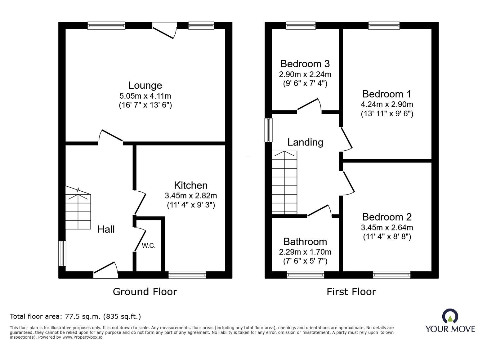 Floorplan of 3 bedroom Semi Detached House to rent, King Edward Avenue, Bromsgrove, Worcestershire, B61