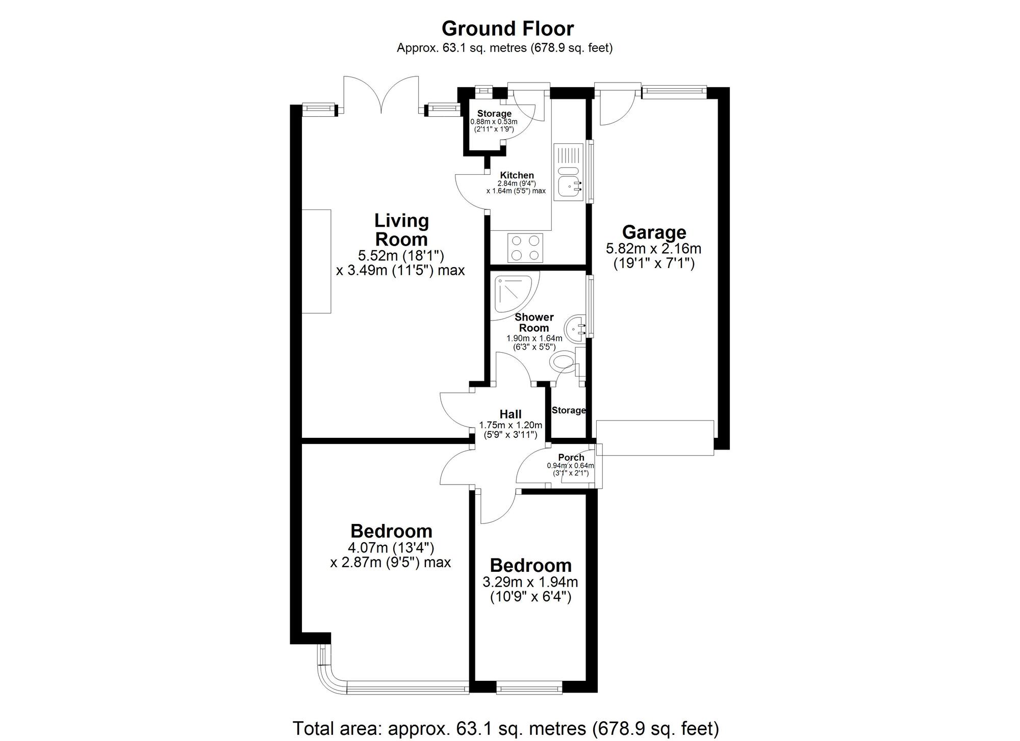 Floorplan of 2 bedroom Semi Detached Bungalow for sale, Flamborough Close, Birmingham, West Midlands, B34